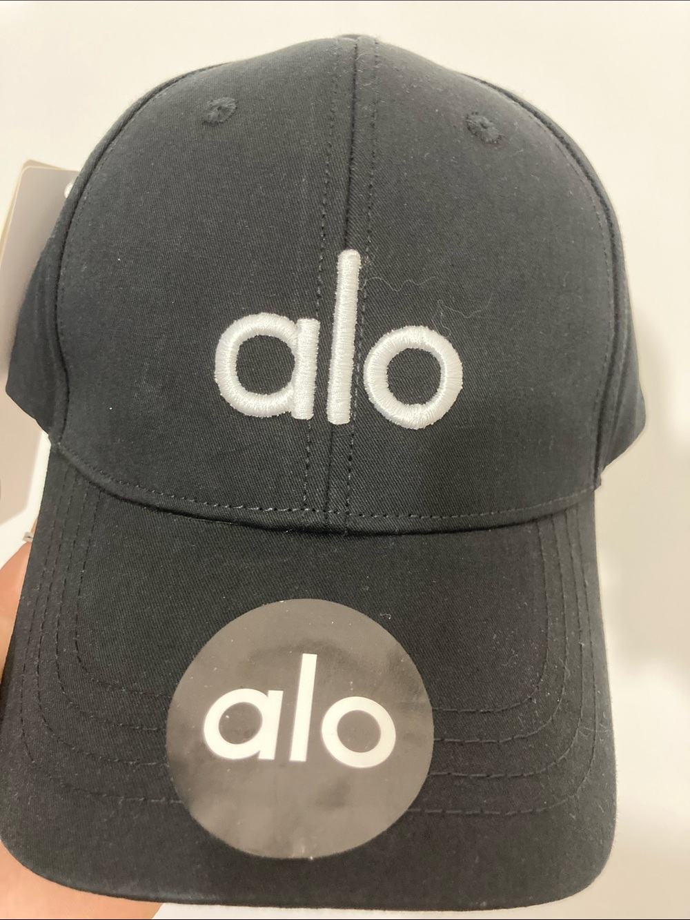 Alo Black Baseball Cap with White Logo